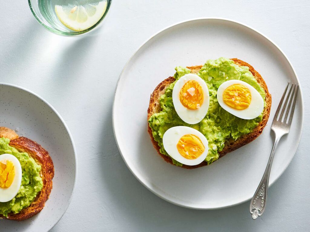 a plate of food with eggs on it are great for brain health