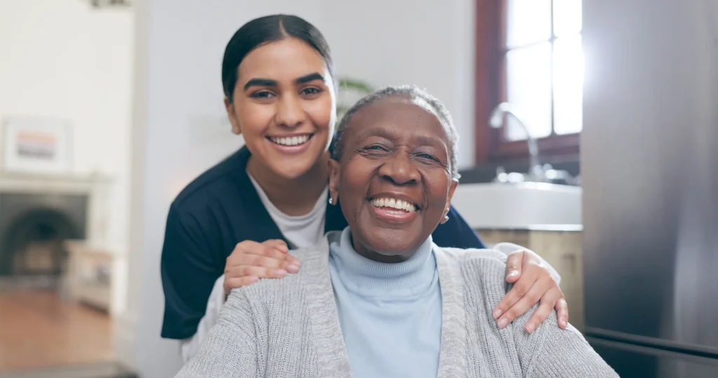 An At Home Caregivers caregiver with a client