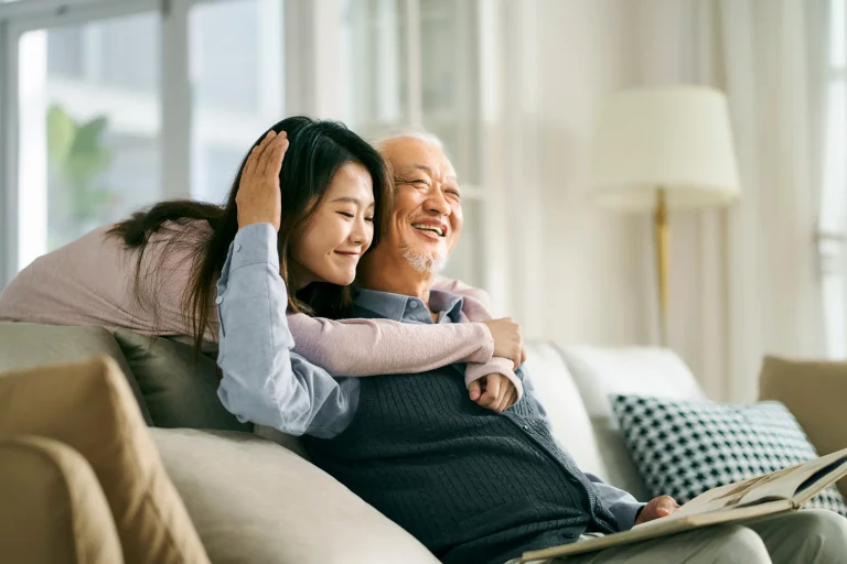 A family caregiver taking a break while a professional caregiver steps in